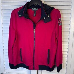 Lauren Ralph Lauren Active Womens XL Red Full-Zip Hoodie Jacket Patch Detailing